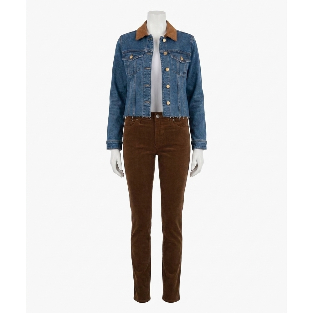 NEW KUT FROM THE KLOTH kerry cropped jacket in affined with medium base wash